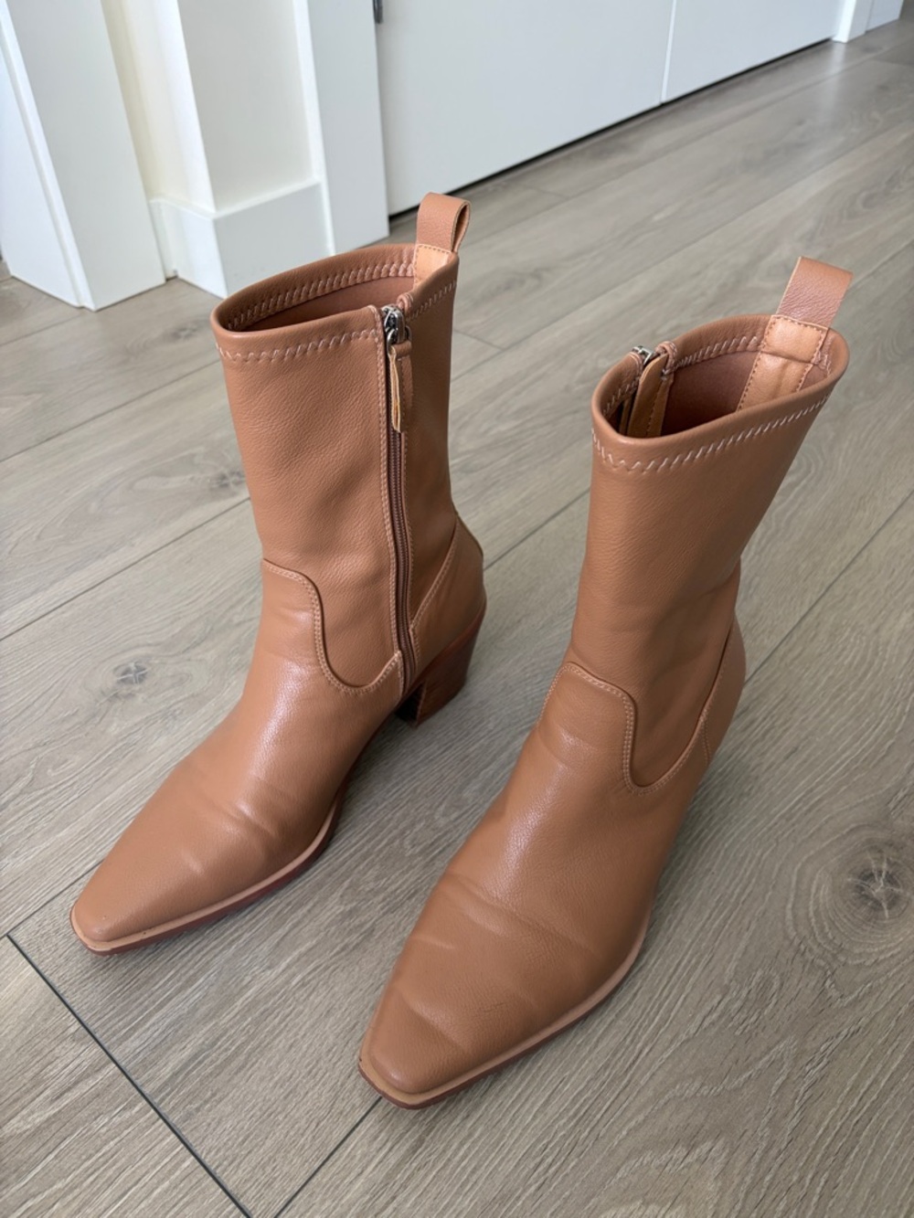 Bellini Tan Women's Mid-Calf Pointed Toe Boots in size 8